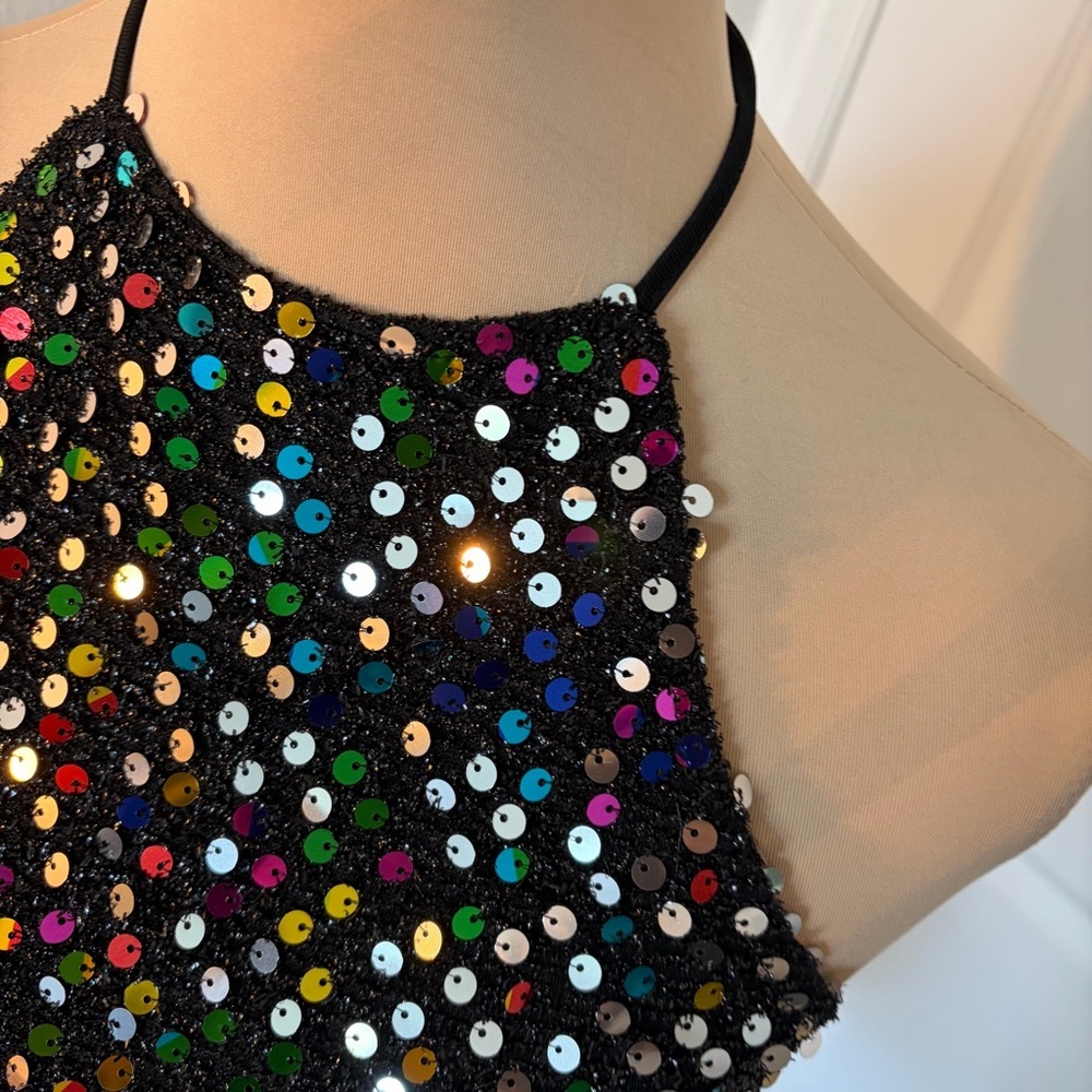 Bear Dance Multicolor Sequin Crop Top - image 3